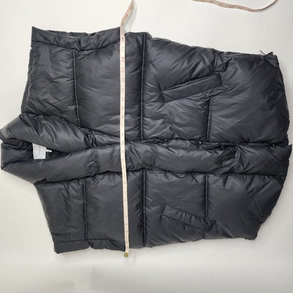 FRAME Womens Puffer Vest Jacket Sleeveless Oversized Shoulders Wide Pad Black S - Picture 12 of 13